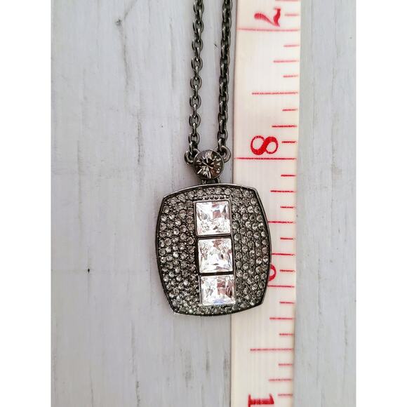 Givenchy Gunmetal Pave Crystal Necklace - Picture 6 of 9